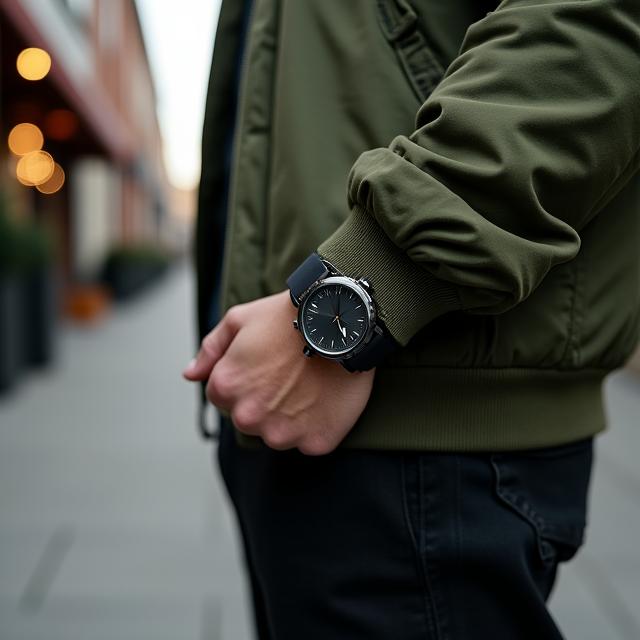 Sporty Minimalist Watch on a casual outfit